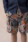 Buy_Thetaa_Blue Linen Printed Abstract Solid Shirt With Shorts 