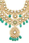 Minaki_Green Pearls, Beads Kundan Embellished Layered Necklace Set _Online_at_Aza_Fashions