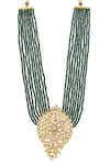 Minaki_Green Pearls Kundan Embellished Long Necklace Set _Online_at_Aza_Fashions