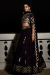 MATSYA_Purple Georgette Organza Embroidery Aari Paheli Zardozi Lehenga Set  _Online_at_Aza_Fashions