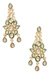 Shop_Minaki_Green Metallic Thread, Stones Floral Kundan Layered Necklace Set _Online_at_Aza_Fashions