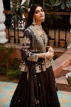 Buy_MATSYA_Grey Georgette Organza Royal Matsya Short Jacket And Lehenga Set  _Online_at_Aza_Fashions