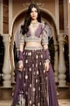 Matsya_Purple Tissue And Chanderi Embroidery Kashi Floral Motifs Lehenga Set  _Online_at_Aza_Fashions