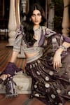 Buy_Matsya_Purple Tissue And Chanderi Embroidery Kashi Floral Motifs Lehenga Set  _Online_at_Aza_Fashions