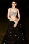 MATSYA_Black Organza Georgette Embroidery The Giovane Roman Lehenga Set  _Online_at_Aza_Fashions