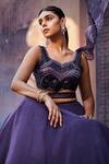 Mehak Murpana_Purple Crepe, Drape Organza, Lining Butter Blouse And Layered Lehenga Set_Online_at_Aza_Fashions