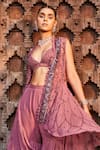 Buy_Mehak Murpana_Pink Georgette Embroidery Sequin Jacket Open Sharara Set _Online_at_Aza_Fashions