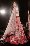 Buy_Masumi Mewawalla_Red Mashroo And Net Lining Shantoon Embroidery Cutdana & Bridal Lehenga Set _Online_at_Aza_Fashions