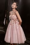 Buy_Masumi Mewawalla_Pink Net Embellished Sequin Sweetheart Neck Crystal Beads Dress _Online_at_Aza_Fashions