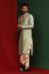 Mahima Mahajan_Green Raw Silk Embroidered Sequins Keyan Kurta And Dhoti Pant Set _Online_at_Aza_Fashions