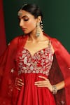 Buy_Mahima Mahajan_Red Organza Embroidered Floral Pattern Sweetheart Yami Anarkali With Dupatta_Online_at_Aza_Fashions