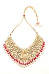 MINAKI_Red Kundan Geometric Embellished Necklace Set _Online_at_Aza_Fashions