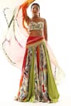 Buy_Mahima Mahajan_Multi Color Organza Satin Printed Floral Sweetheart Layered Lehenga Blouse Set _Online_at_Aza_Fashions