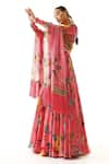 Buy_Mahima Mahajan_Pink Organza Satin Printed Floral Round Florette Anarkali With Dupatta _Online_at_Aza_Fashions