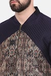 Buy_Mayank Modi - Men_Blue Cotton Printed Floral Quilted Bomber Jacket _Online_at_Aza_Fashions