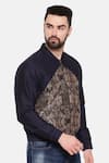 Mayank Modi - Men_Blue Cotton Printed Floral Quilted Bomber Jacket _at_Aza_Fashions