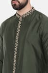 Buy_Mayank Modi - Men_Green Silk Embroidered Placket Leaf Kurta Set_Online_at_Aza_Fashions