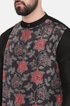 Buy_Mayank Modi - Men_Black Silk Print Floral Kurta Set _Online_at_Aza_Fashions