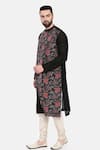 Shop_Mayank Modi - Men_Black Silk Print Floral Kurta Set _Online_at_Aza_Fashions