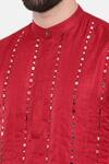 Buy_Mayank Modi - Men_Red Silk Embroidery Mirror Kurta Set _Online_at_Aza_Fashions