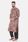 Shop_Mayank Modi - Men_Purple Muslin Print Retro Floral Kurta Set For Men_Online_at_Aza_Fashions