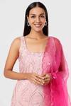 Mehak Murpana_Pink Raw Silk Embroidery Abstract Square Neck Kurta Sharara Set _Online_at_Aza_Fashions