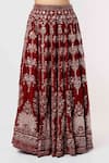 Buy_Mehak Murpana_Red Velvet Embroidery Square Neck Floral Bridal Lehenga Set _Online_at_Aza_Fashions