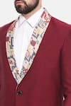 Buy_Mayank Modi - Men_Maroon Cotton Printed Collar Aztec Trench Jacket _Online_at_Aza_Fashions