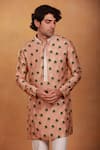 Shop_Masaba_Beige Raw Silk Printed Cotton Candy Short Kurta _Online_at_Aza_Fashions