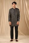 Masaba_Black Raw Silk Printed Wallflower Kurta _Online_at_Aza_Fashions