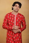 Shop_Masaba_Red Raw Silk Printed Cotton Candy Kurta _Online_at_Aza_Fashions