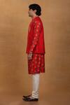 Buy_Masaba_Red Raw Silk Printed Cotton Candy Bundi And Kurta Set _Online_at_Aza_Fashions