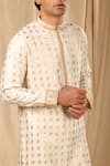 Shop_Masaba_Ivory Raw Silk Printed Wallflower Kurta _Online_at_Aza_Fashions