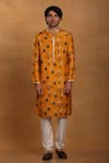 Masaba_Yellow Raw Silk Printed Spring Blossom Kurta _Online_at_Aza_Fashions