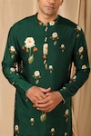 Shop_Masaba_Green Raw Silk Printed Buttercup Kurta_Online_at_Aza_Fashions