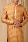 Shop_Masaba_Orange Raw Silk Printed Wallflower Kurta _Online_at_Aza_Fashions