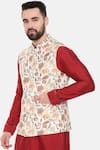 Shop_Mayank Modi - Men_Off White Muslin Print Floral Botanical Nehru Jacket _Online_at_Aza_Fashions