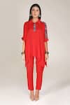 Buy Red 100% Viscose Embroidered Mirror Spread Asymmetric Tunic And ...