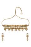 Shop_MAISARA JEWELRY_Gold Plated Kundan Embellished Choker Set _Online_at_Aza_Fashions