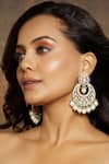 Joules by Radhika_Gold Plated Diamonds, Pearls, Stones Royal Kundan Polki Chandbali Earrings _Online_at_Aza_Fashions