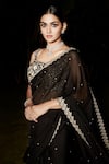 MATSYA_Black Silk And Organza Georgette The Royal Noir Saree With Blouse  _Online_at_Aza_Fashions