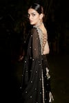 Buy_MATSYA_Black Silk And Organza Georgette The Royal Noir Saree With Blouse  _Online_at_Aza_Fashions