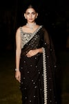 Shop_MATSYA_Black Silk And Organza Georgette The Royal Noir Saree With Blouse  _Online_at_Aza_Fashions