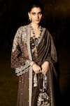 MATSYA_Grey Silk Embroidery Zardozi The Royal Parisian Saree With Jacket  _Online_at_Aza_Fashions