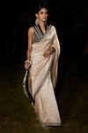 Buy_MATSYA_Beige Tissue Embroidery Zardozi V The Grand Athena Saree With Blouse  _at_Aza_Fashions