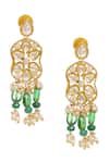 Shop_MINAKI_Green Beads, Diamonds, Pearls Floral Geometric Choker Necklace Set _Online_at_Aza_Fashions