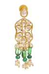 MINAKI_Green Beads, Diamonds, Pearls Floral Geometric Choker Necklace Set _at_Aza_Fashions