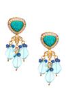 Shop_Minaki_Blue Beads, Diamonds Mughal Embellished Choker Necklace Set_Online_at_Aza_Fashions
