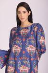 Alpona Designs By Soham Acharya Blue Cotton Silk Animal Round And Floral Print Dress Online at Aza Fashions Alpona Designs By Soham Acharya_Blue Cotton Silk Animal Round And Floral Print Dress _Online_at_Aza_Fashions