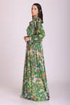 Buy_Alpona Designs By Soham Acharya_Green Cotton Silk Floral Boat Print Gown _Online_at_Aza_Fashions